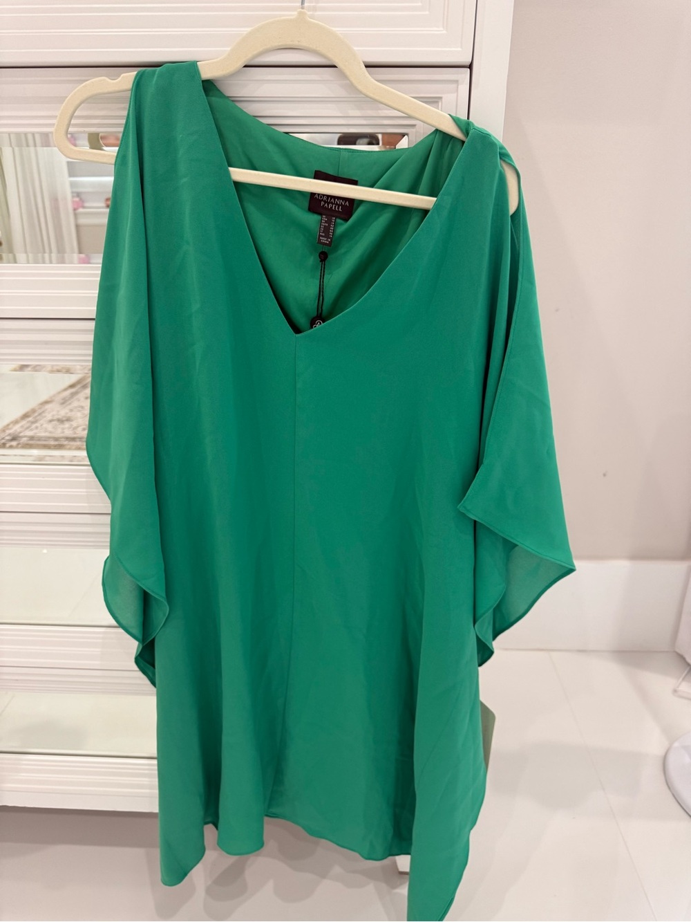 Adrianna Papell Emerald Green V-Neck Swim Cover-Up Tunic - Picture 8 of 8